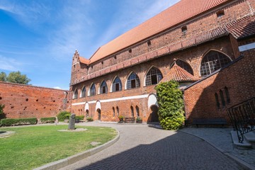 Fototapeta premium OLSZTYN, POLAND - AUGUST 21, 2015: Old teutonic castle in Olsztyn (Gothic Crusaders castle), tourist attraction of eastern Poland