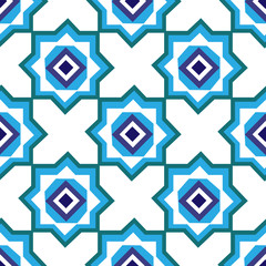 Oriental pattern in white and blue tones.