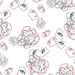 Outline of a human face. Seamless.