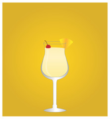 Minimalist Drinks List with Pina Colada Golden Background EPS10
