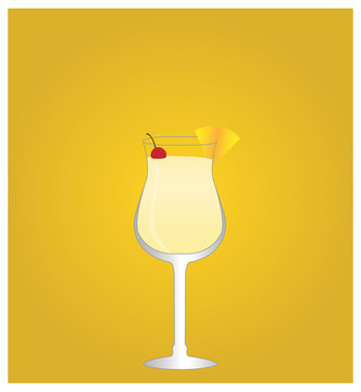 Minimalist Drinks List with Pina Colada Golden Background EPS10