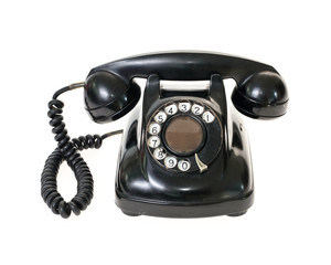 Old telephone on white background.