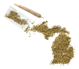 Weed in the shape of Michigan and a joint.(series)
