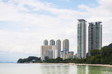Fototapeta na wymiar High building by the sea at Penang Malaysia