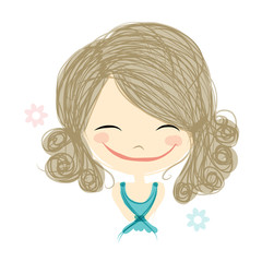 Cute girl smiling, sketch for your design