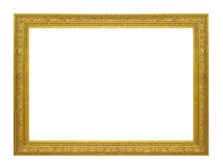 gold picture frame. Isolated over white background