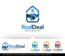 Real Estate Deal - House Deal Logo Template Design Vector