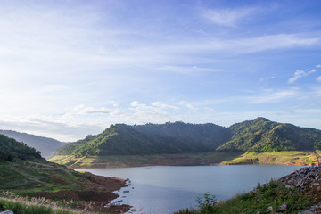 Naklejka na ściany i meble The reservoir is between the valley In Nakhon Nayok, Thailand
