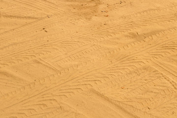 Tire tracks on the sand