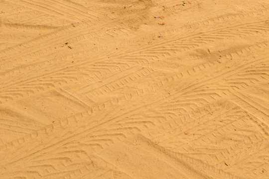 Tire tracks on the sand
