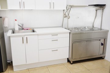 Interior of a professional kitchen in a restaurant