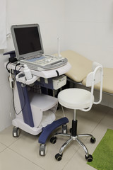 Interior of a doctor office with ultrasonography apparatus