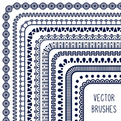 Ethnic hand drawn vector line border set and hipster scribble - 89962252