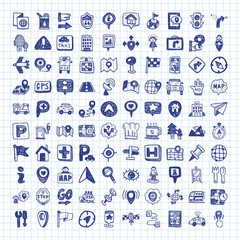 doodle map GPS Location icons