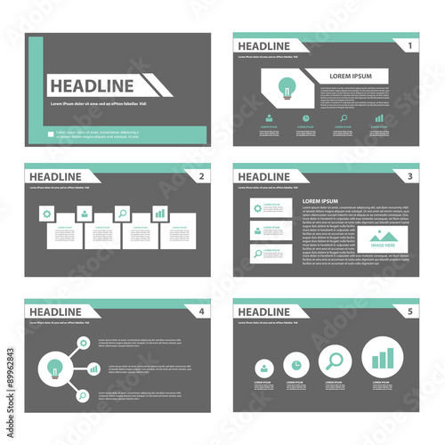 black and green infographic presentation template flat design set black and green infographic presentation template flat design set, Presentation templates