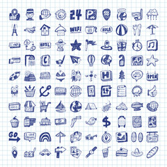 doodle travel icons