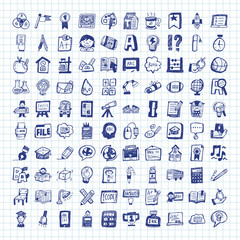 Naklejka premium doodle school icons