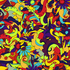 Obraz premium Line drawing flowers and grass