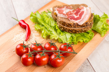 Healthy breakfast on wooden table