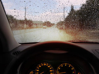 raindrops on windshield