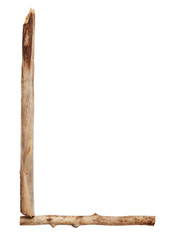 Alphabet from sticks isolated on white background