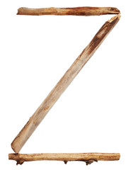 Alphabet from sticks isolated on white background