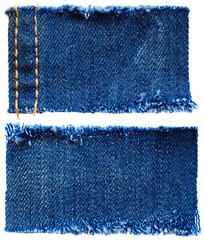 Pieces of jeans fabric