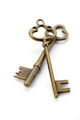 古い鍵/白背景のレトロな鍵