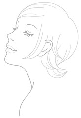 女性　顔　斜め　