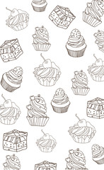 ,beautiful solid background with a picture cakes on white background
