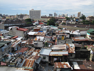 Overhead View of Squatter Shacks and Houses in a Slum Urban Area