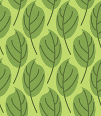 Leaves seamless pattern. Vector background of green plants. Retr