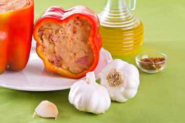 Raw stuffed peppers.