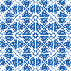 Vintage shabby Chic Seamless pattern with blue flowers and