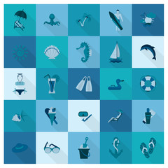 Summer and Beach Simple Flat Icons