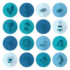 Summer and Beach Simple Flat Icons