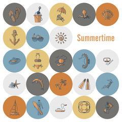 Summer and Beach Simple Flat Icons