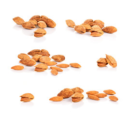 Dried almonds isolated on a white background