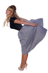 portrait of a beautiful blonde in retro style isolated on white background. copy space