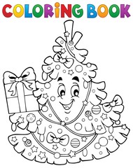 Coloring book Christmas tree topic 1