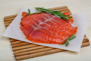 Sliced salmon