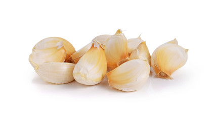 Organic garlic on white background
