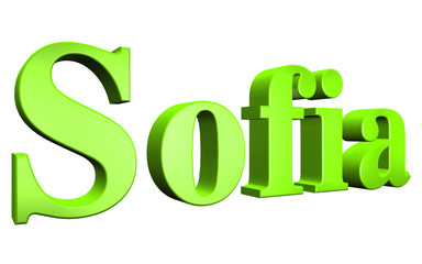 3D Sofia text on white background
