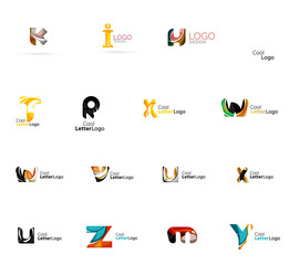 Set of colorful abstract letter corporate logos created with