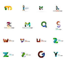 Set of colorful abstract letter corporate logos created with