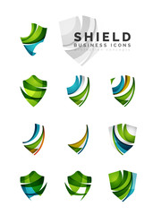 Set of protection shield logo concepts
