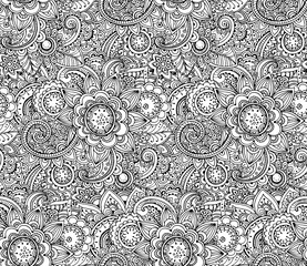 Seamless Monochrome vector Floral Pattern.