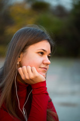 woman listening music