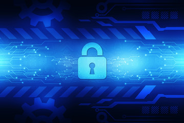 Security concept: Lock on digital screen, contrast, 3d render