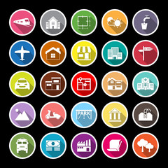 Real estate flat icons with long shadow